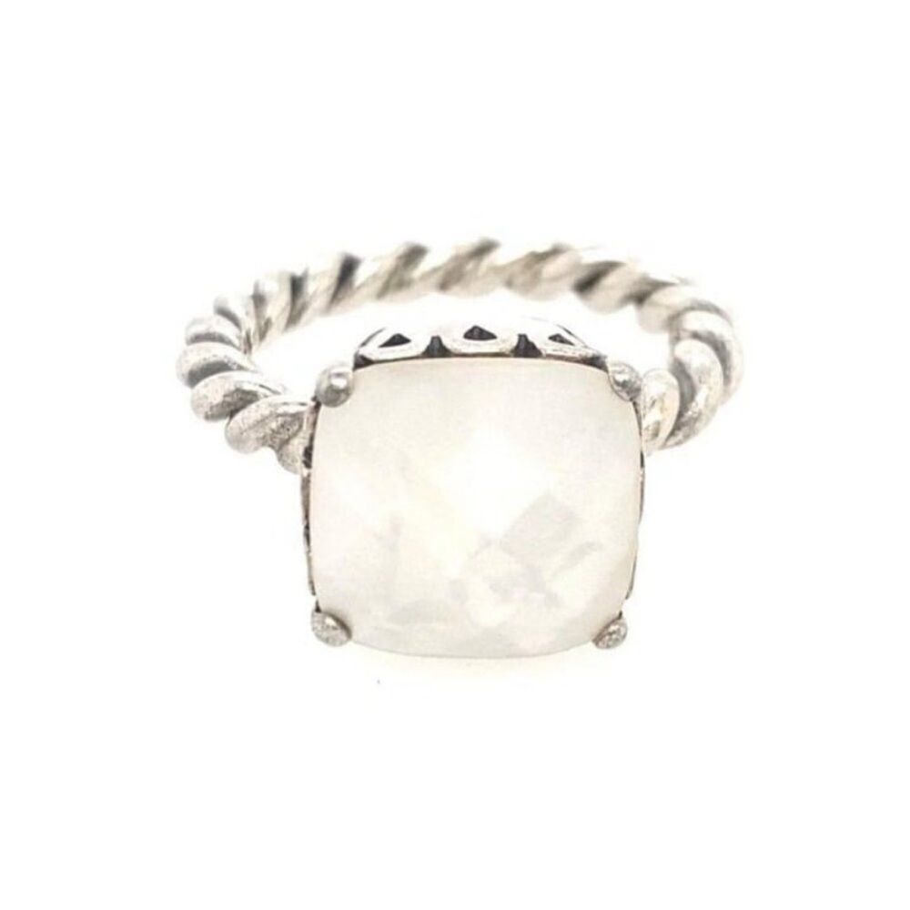 Pandora Twisted Silver Ring Mother of Pearls Sz 7 with original box Impeccable
